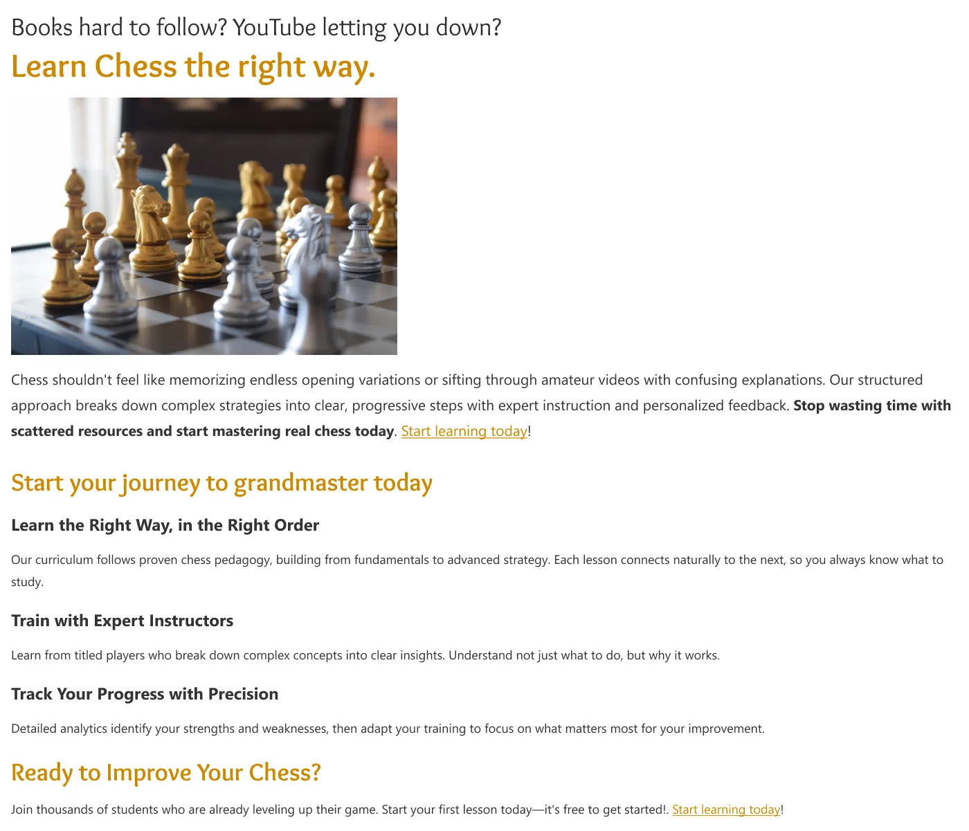 design of the homepage