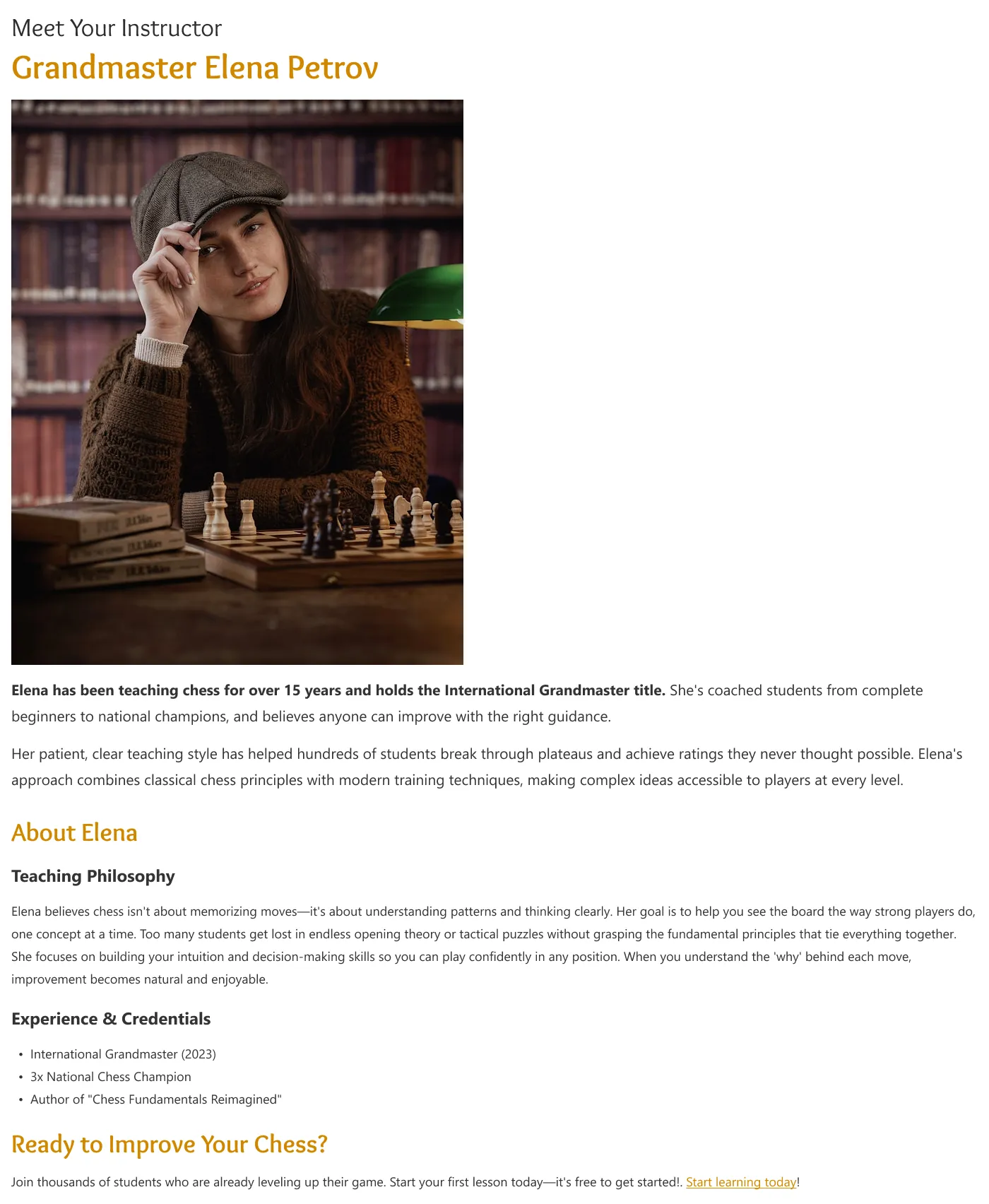 design of the homepage